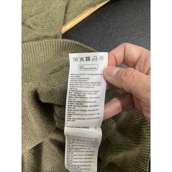 MARC O'POLO Linen Organic Cotton Knit Top Womens Sz L Olive Fisherman Boatneck - Picture 5 of 7